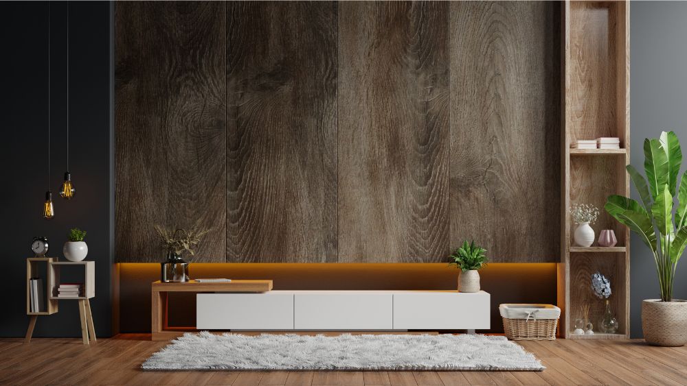 Modern Feature Wall Living Room -Renaisance Kitchen & Home Solutions Pvt. Ltd. Blog